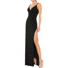 Mac Duggal Rhinestone Embellished V-Neck Gown - Black