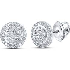 Jewelry Outlet Round Circle Earrings - White Gold/Diamonds