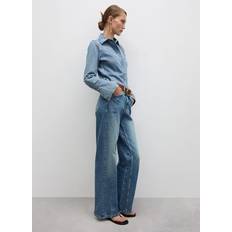 Mango Women Jeans Mango Straight jeans with decorative seams blue Woman Blue