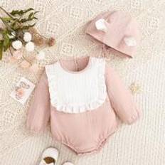 Polyester Bodysuits Shein Baby Girl Contrast Ruffled Bodysuit