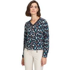 Betty Barclay Circle And Spot Mixed Print Blouse With V-Neck Petrol