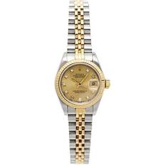 Rolex Wrist Watches Rolex Champagne Diamonds 18K Yellow Gold Datejust 69173 Wristwatch 26 Mm