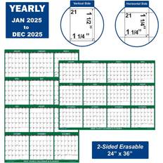 Green Calendars Swift Glimpse Reversible Yearly Wall Calendar 24" x 36" Green