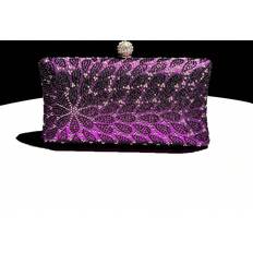 Purple Clutches Shein pc Purple Glitter Luxury Rhinestone Decor Mini Clutch Bag Classic Evening Bag With Metal Crossbody Elegant Chic For Party Wedding Banquet Suita