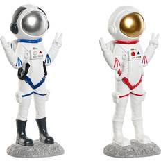 Blue Figurines Home ESPRIT Decorative Blue White Red Lady Astronaut 9 x 7 x 20 cm 2 Units Figurine