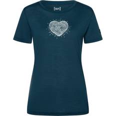 Wool T-shirts super.natural Heartwood Short Sleeve T-shirt Blue Woman