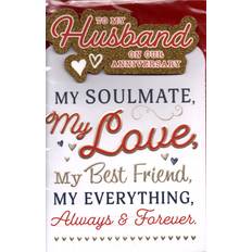 Husband wedding anniversary card large loving sentimental words uk 9"x6"