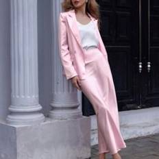 Women Suits Shein Elegant Vintage Metal Blazer & Long Skirt Suit Set