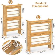 Beige Shoe Racks Newhome 2-Tier Bamboo Cabinet 2 Sizes Large Beige Shoe Rack