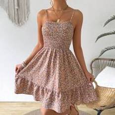 Shein Women's Summer Holiday Ditsy Floral Shirred Cami Casual Dress With Ruffle Hem