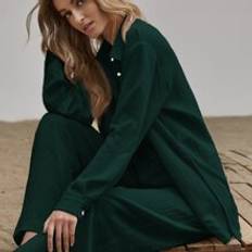 Dame - Grøn Jakkesæt Shein Slit Hem Longline Blouse & Wide Leg Trousers Set