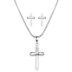 Silver Plated Jewelry Sets Montana Silversmiths True Belief Cross Jewelry Set - Silver