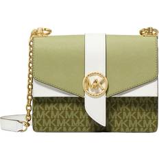 Michael Kors Greenwich Small Color Block Logo and Saffiano Crossbody Bag - Smoky Olive Multi