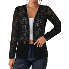 Blonder Overtøj Shein Ladies' Elegant Camellia Flower Lace Jacket, Long Sleeve