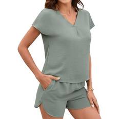 Blueming Short Sleeve Pajama Set - Light Green