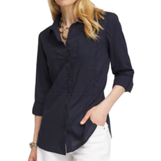 Chico's Embroidered Roll Tab Tunic - Classic Navy