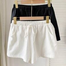Shein Women's Summer Linen Shorts Black And White Two Piece Set