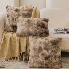 Tie Dye Decorative Faux Rabbit Fur With Out Filler Flannelette Fuzzy Plush Throw Pillow Zipper Closure