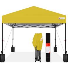 Camping & Outdoor Best Choice Products 8x8ft 1-Person Setup Pop Up Canopy Instant Portable Shelter w/ 1-Button Push, Case, 4 Weight Bags Yellow