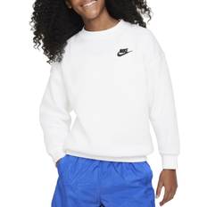 White Sweatshirts Children's Clothing Nike Big Kid's Sportswear Club Fleece Oversized Sweatshirt - White/Black (FD2923-100)