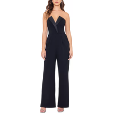 Lined Jumpsuits & Overalls Betsy & Adam Tasha Long Strapless Tuxedo Jumpsuit - Black