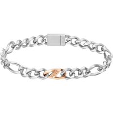 HUGO BOSS Figaro Chain And Logo Link Bracelet - Silver/Rose Gold