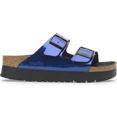 Arizona birko flor patent Birkenstock Arizona Flex Platform Birko-Flor Patent - Steel Dark Blue