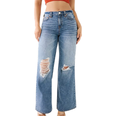 True Religion Leila Distressed Wide Leg Jean - Naida/Destroy