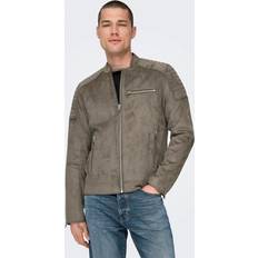 Only & Sons Ropa de abrigo Only & Sons Faux Suede Racer Jacket Taupe