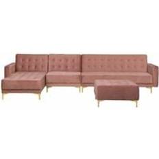 L-Shaped Right Sided Sleeping Function Classic Ottoman Pink Canapé 347cm Canapé 5 Places