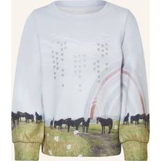 Beige Sweatshirts s.Oliver Gemustertes Sweatshirt mit Glitzer-Herzchen, Kinder, creme