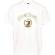 Gold Tops Tommy Jeans Regular Fit Gold Embroided Crest T-shirt Cream, Cream, 2Xl, Men