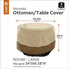 Patio Furniture Classic Accessories Veranda Round Patio Ottoman/Coffee Table Cover 34" DIA x 25" H