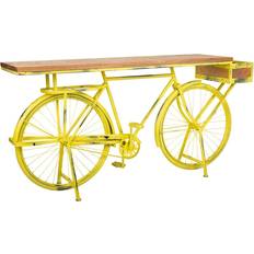 Amarillo Mesas Consola Alexandra House Living Hall Bike Yellow Iron Mango Wood 46 x 93 x 187 cm Console Table