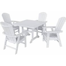 Patio Dining Sets WestinTrends Malibu 5 Piece Adirondack Outdoor 43 Trestle Square Chair White Patio Dining Set