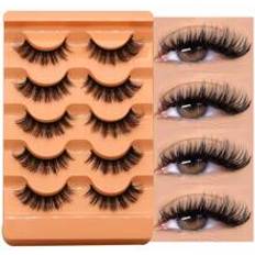 Shein 5 Pairs 5D Volume False Eyelashes Natural Cat Eye Lashes Faux Mink Eyelashes Fluffy Manga Fake Lashes Makeup Tools7D06