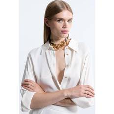 Faux Leather Necklaces Karen Millen Chunky Statement Chain Pu Necklace Gold