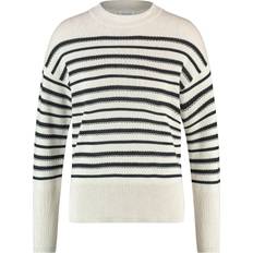 Gerry Weber Överdelar Gerry Weber Pullover 1/1 Sleeve Dam Stickade Tröjor Från Magasin Cream/blakc Striped