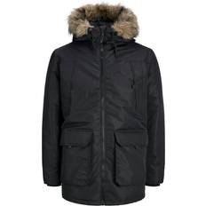 Herren - Polyester Mäntel Jack & Jones Parka 'JJECONSTRUCT' hellbraun schwarz