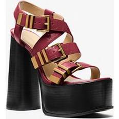 43 ½ - Dame Sandaletter Michael Kors MK Darrington Crackled Leather Platform Sandal Red 36.5