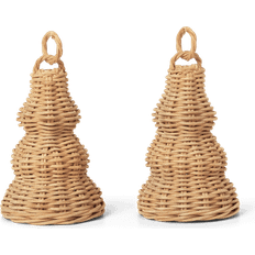 Beige Décorations de Sapin de Noël Ferm Living Baumanhänger Bell Aus Rattan 2 Stück - Marron Décoration de Sapin de Noël