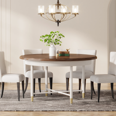 Bluebell 47 Inches Round For 4-6 Person - Dark Walnut & White 6 Dining Table