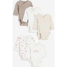 H&M Babies Children's Clothing H&M 5-pack Wrapover Bodysuits White 3M 2-4M