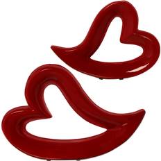 Ceramic Decorative Items Alexandra House Living Decorative Heart Red Ceramic 2 Units 2 Pieces Figurine