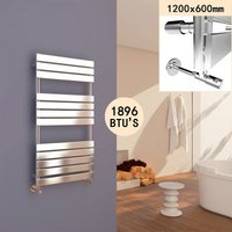 Heated Towel Rails Elegant 1200 x 600 mm Designer Flat Panel Heated Towel Chrome