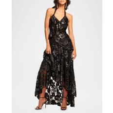 Lentejuelas Ropa Ramy Brook Chaplin Lace Halter Gown - Gunmetal Floral