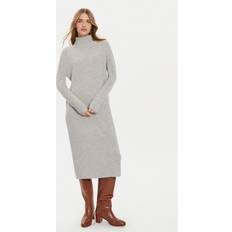 Tommy Hilfiger Dame Kjoler Tommy Hilfiger Relaxed Midi Jumper Dress With Cashmere LIGHT GREY HTR