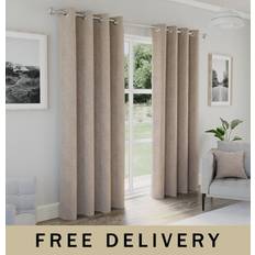 Enhanced Living Austin Natural Eyelet Textured Curtains 117 cm x 137 cm