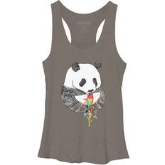 Tank Tops Design by Humans Sold Pandas Love Ice Cream Gray Heather Graphic Racerback Tank Top