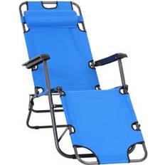 Metall Solsenger Northio Foldbar Beach Lounger Pude 2-Tier 135 x 60 x 89 cm Blå Metal Oxford Stof